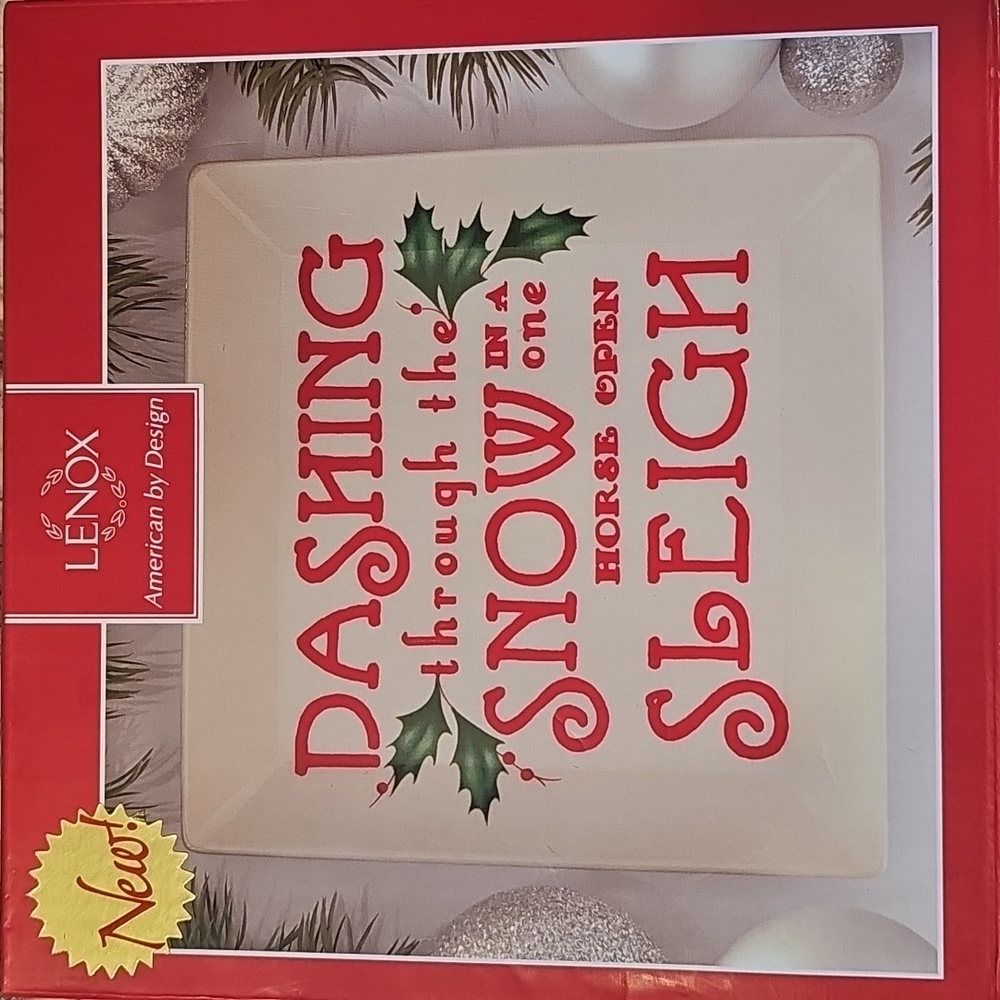 Lenox Holiday Square Dish Tidbit Plate 6" Dashing Through The Snow